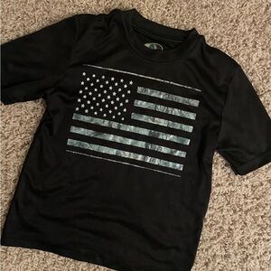 Mossy Oak Black Short Sleeve Tee with Patriotic Design